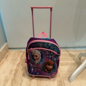 Frozen Kids Rolling Backpack - Purple and Pink